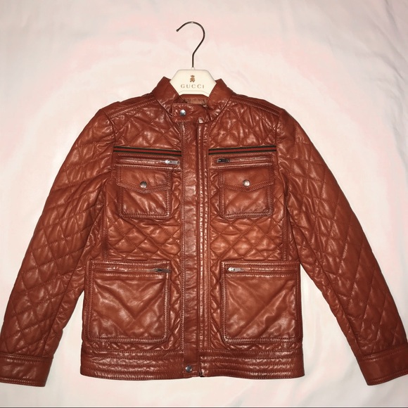 gucci kids leather jacket